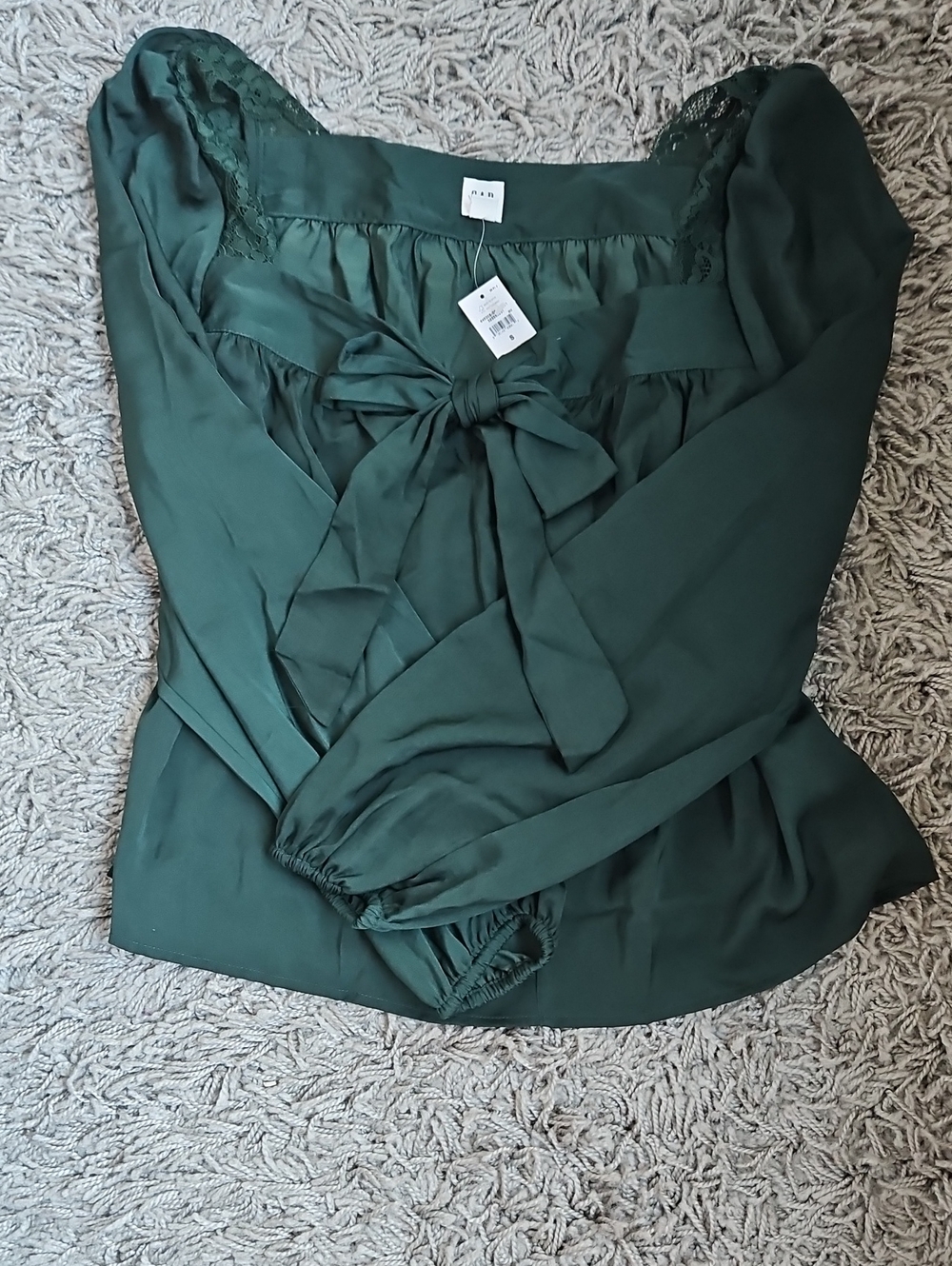 GAP Deep Green Bow-Front Long Sleeve Blouse
